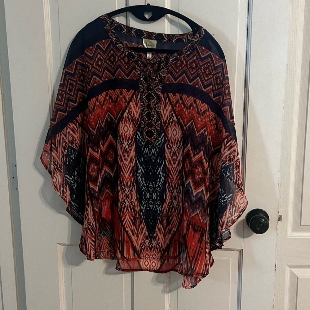 Fig & Flower Boho Peasant Top Embroidered Cottagecore Blouse Size L - Picture 11 of 11